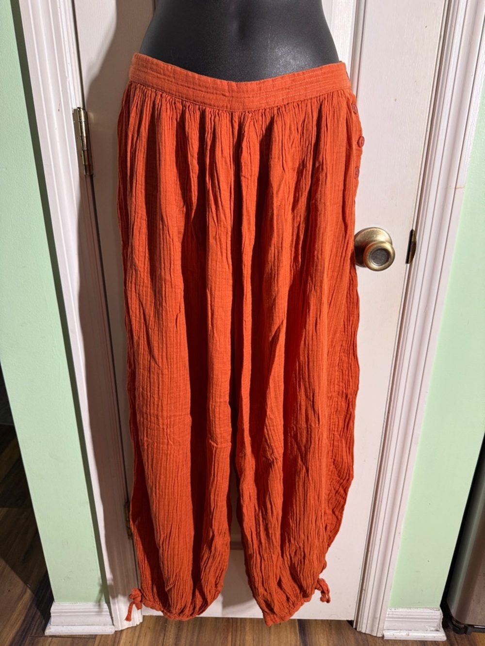 By Anthropologie Orange Gauze Balloon Harem Light Weight Cotton Pants Size XS